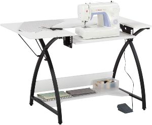 Sew Ready Comet Sewing Table Multipurpose/Sewing Desk Craft Table Sturdy Computer Desk, 13332, 45.5" W, Black/White