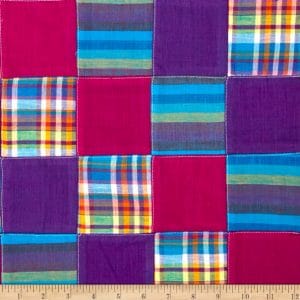 Textile Creations Madras Plaid  Fabric Patchwork Purple
